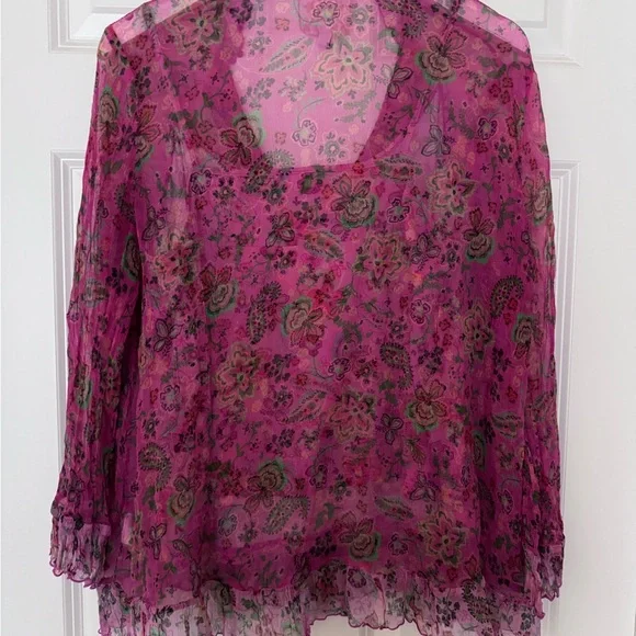 JOHNNY WAS-Jade
Foxglove Silk Blouse
Size:XL
Excellent Pre-worn condition - Picture 2 of 12